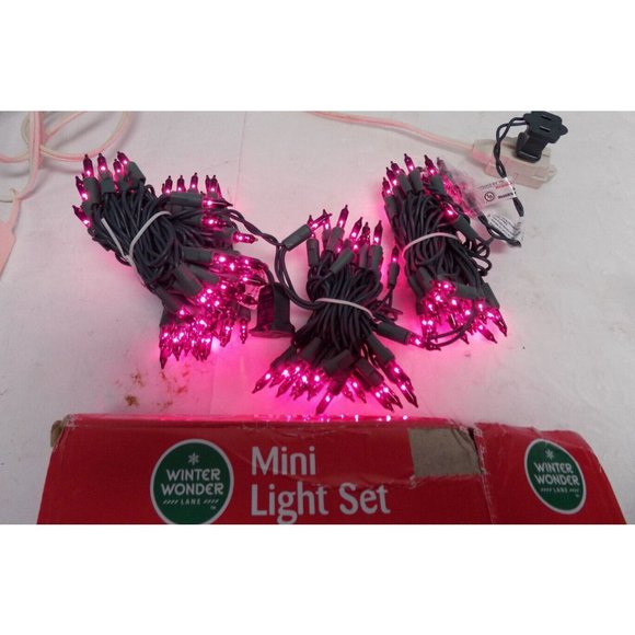 140 Lights Purple String Lights Christmas Mini Light Set Lighted length 28' - Picture 3 of 3